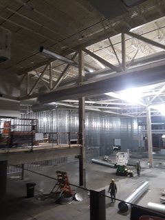 Exterior rooftop equipment and utility routing.