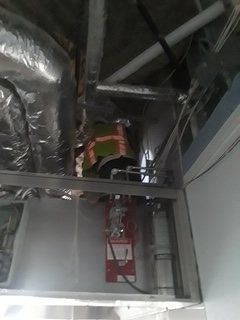 Ductwork and ceiling infrastructure progress.